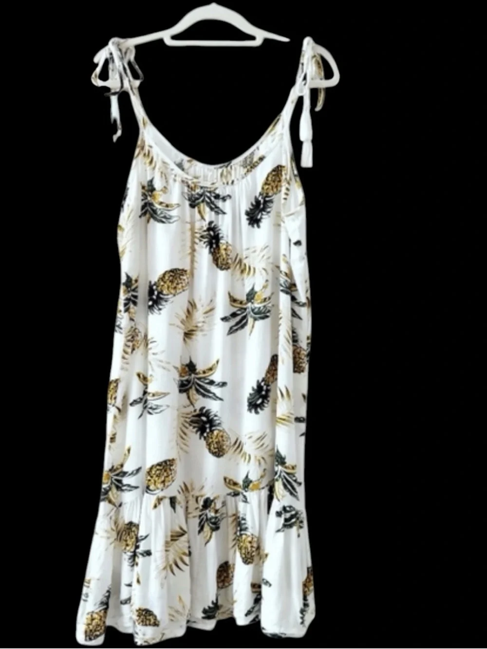 blue island White Pineapple-Print Maxi‎ Dress